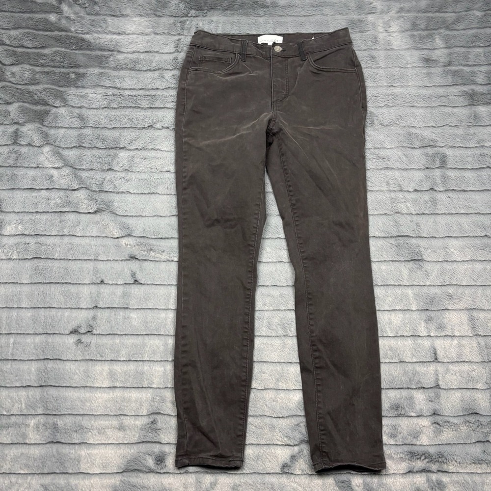 Loft Womens Petite 26/2 Skinny Pants Charcoal Black Stretch Cotton Blend Casual